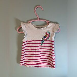 Carter’s Parrot White & Pink Striped Cap Sleeve T-Shirt, Baby Girl 18months